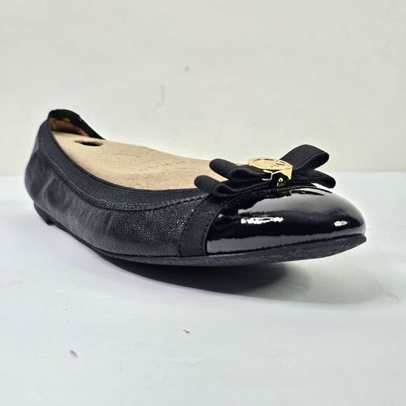 Michael Michael Kors Black Dixie Patent Leather Cap Toe Bowed Flats - Picture 7 of 11